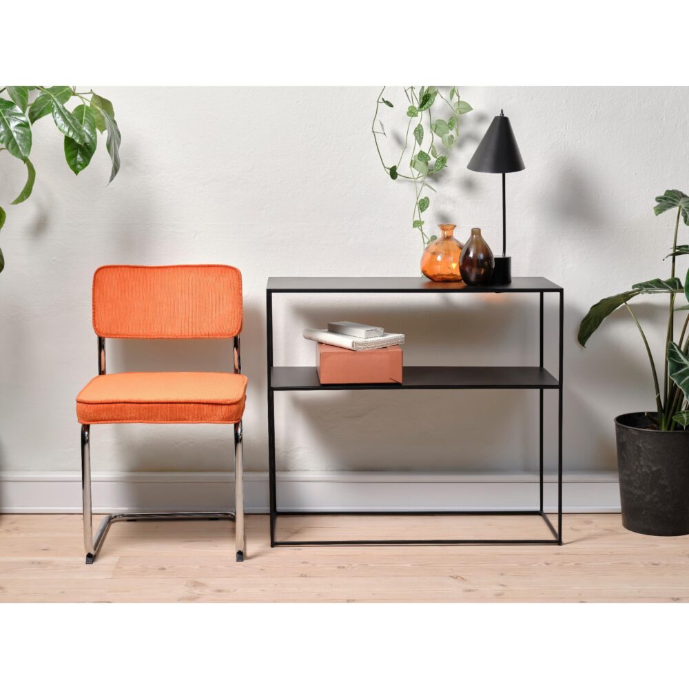 oranje ribstof eetkamerstoelen Adam set van 4 afbeelding 6
