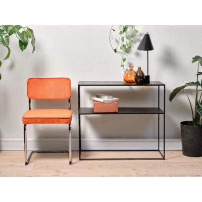 oranje ribstof eetkamerstoelen Adam set van 4 afbeelding 6