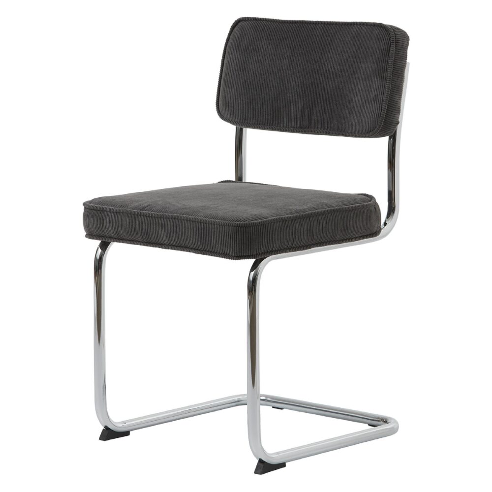 set van 4 grijze ribstof eetkamerstoelen Adam afbeelding 1