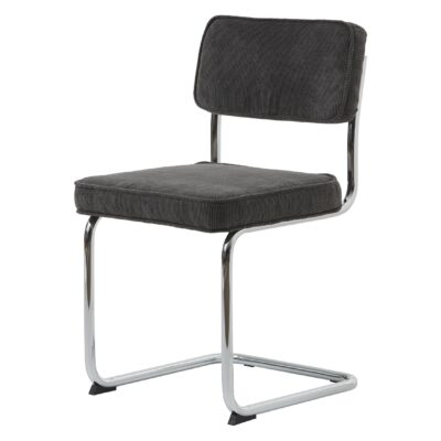 set van 4 grijze ribstof eetkamerstoelen Adam afbeelding 1