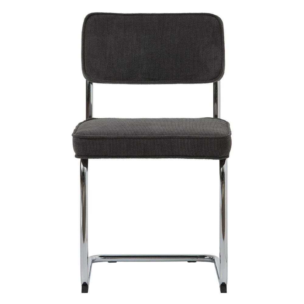 set van 4 grijze ribstof eetkamerstoelen Adam afbeelding 2