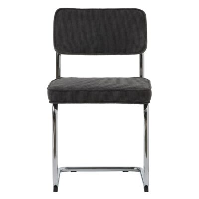 set van 4 grijze ribstof eetkamerstoelen Adam afbeelding 2