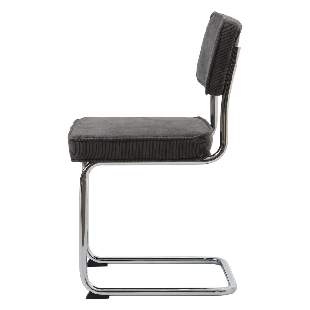 set van 4 grijze ribstof eetkamerstoelen Adam afbeelding 3