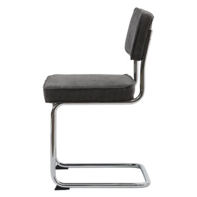 set van 4 grijze ribstof eetkamerstoelen Adam afbeelding 3