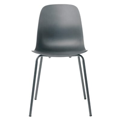 Zoey grijze metalen eetkamerstoelen set van 4 afbeelding 3