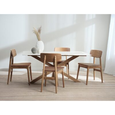 houten eetkamerstoelen Ava eiken tan afbeelding 6