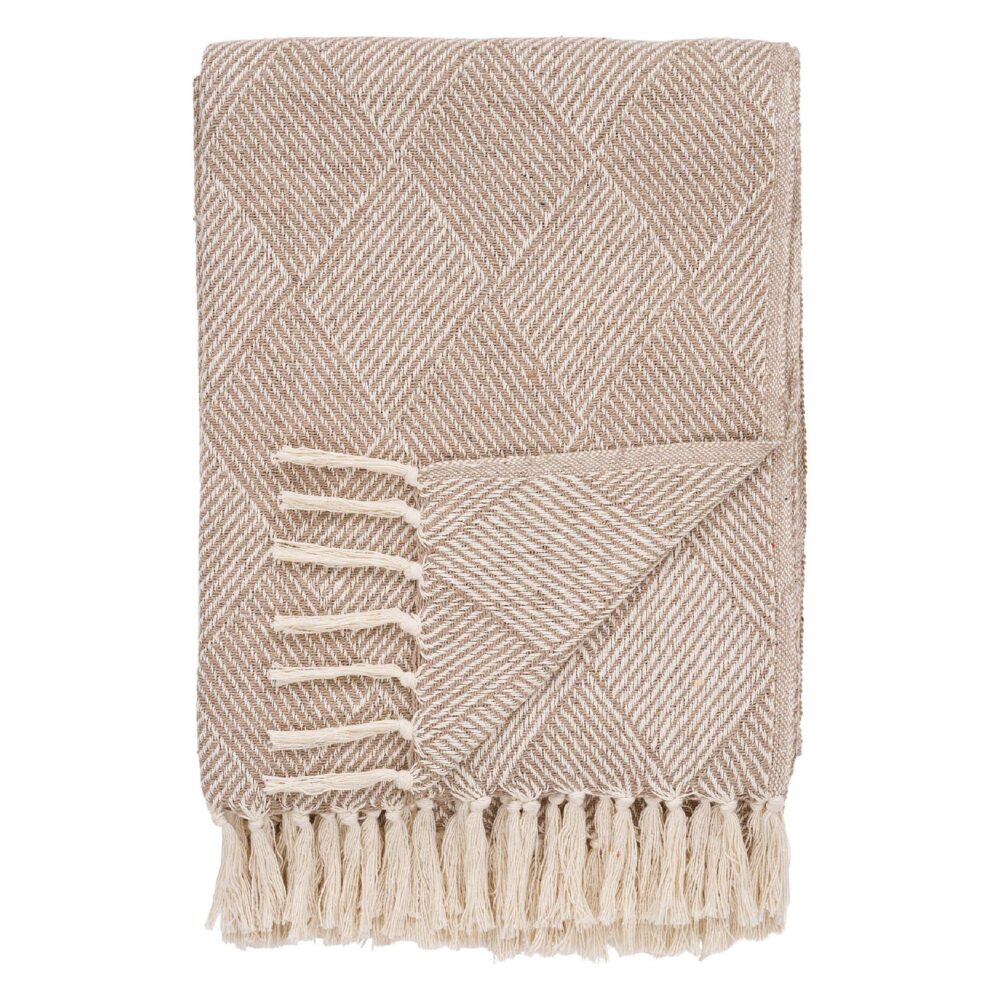 taupe plaid 130x180 katoenmix afbeelding 1