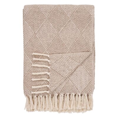 taupe plaid 130x180 katoenmix afbeelding 1