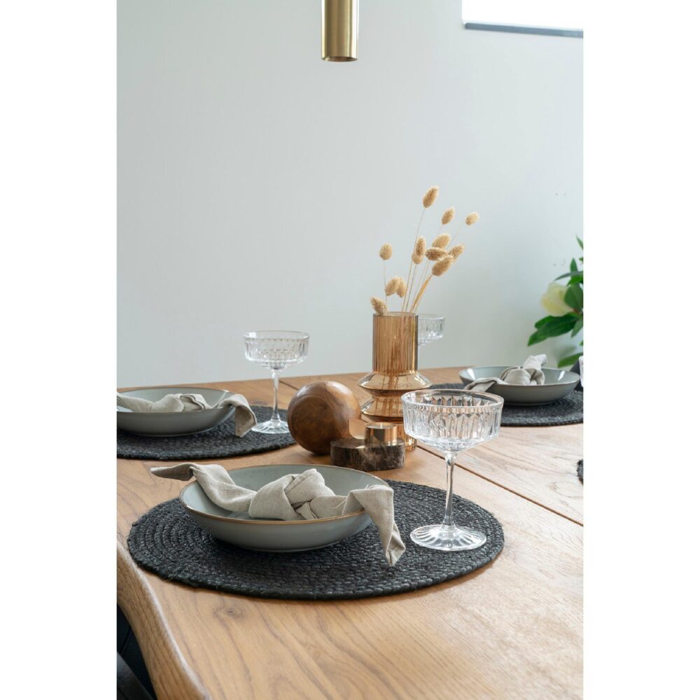 donkergrijze ronde jute placemats 38 cm afbeelding 4