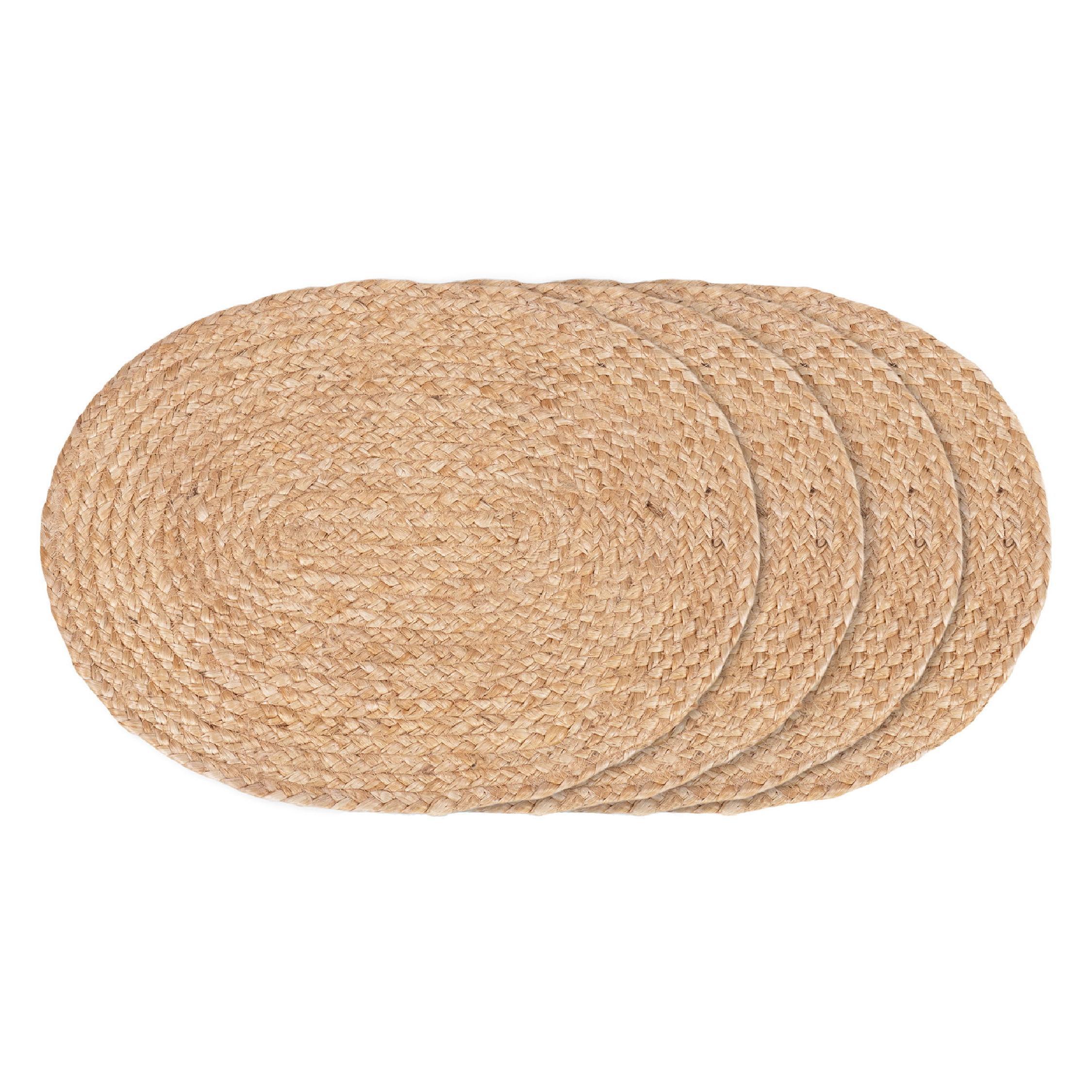 ovale jute placemats set van 4 afbeelding 1