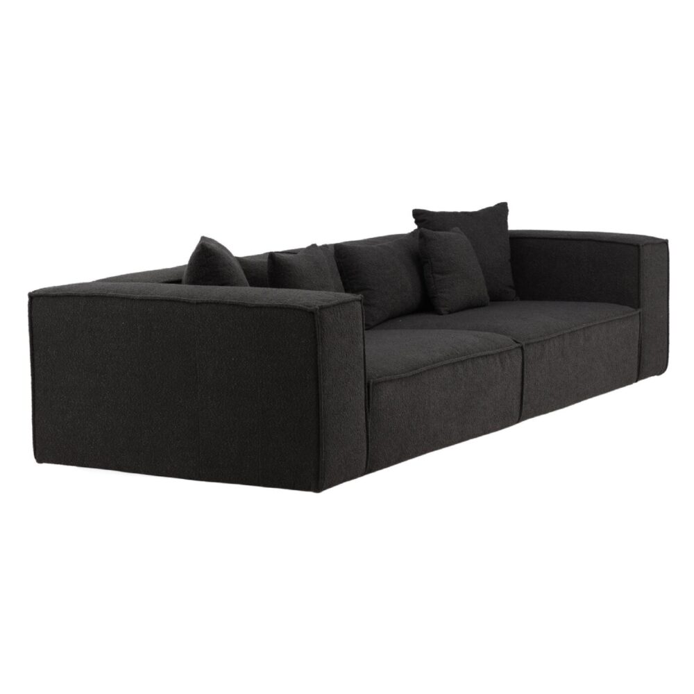 zwarte bouclé 3-zits bank Nilo afbeelding 3