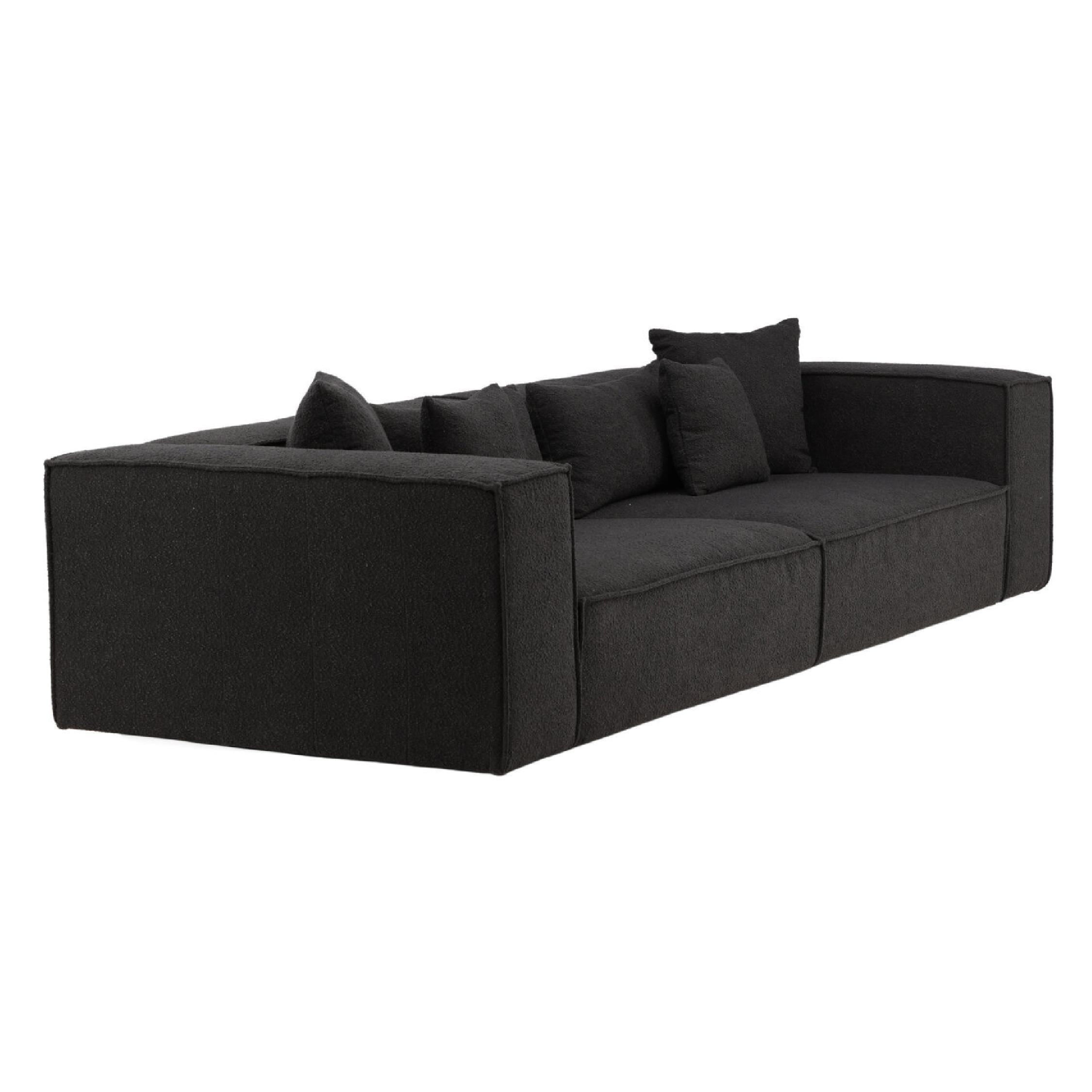 zwarte bouclé 3-zits bank Nilo afbeelding 3