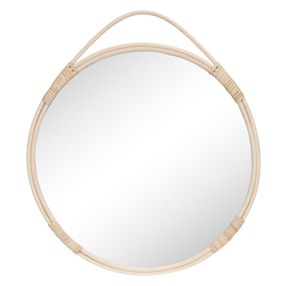 ronde rotan wandspiegel 50 cm afbeelding 1