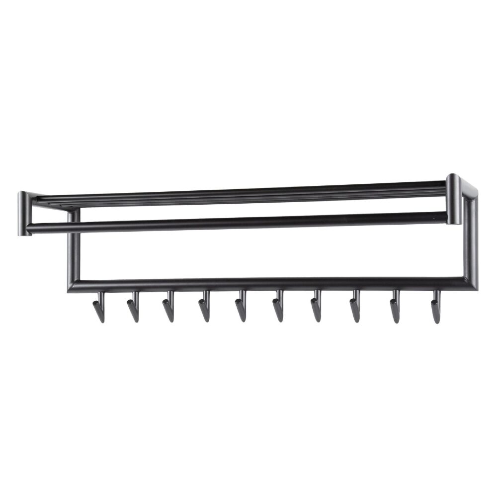 industriële wandkapstok met roede en hoedenplank afbeelding 1