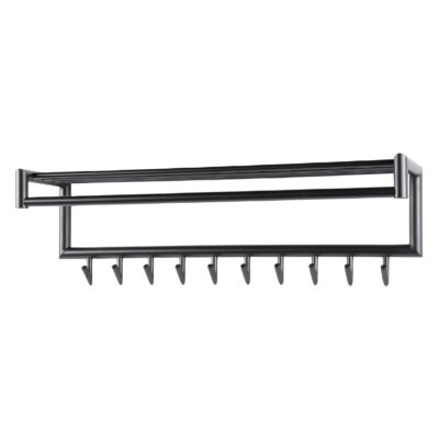 industriële wandkapstok met roede en hoedenplank afbeelding 1