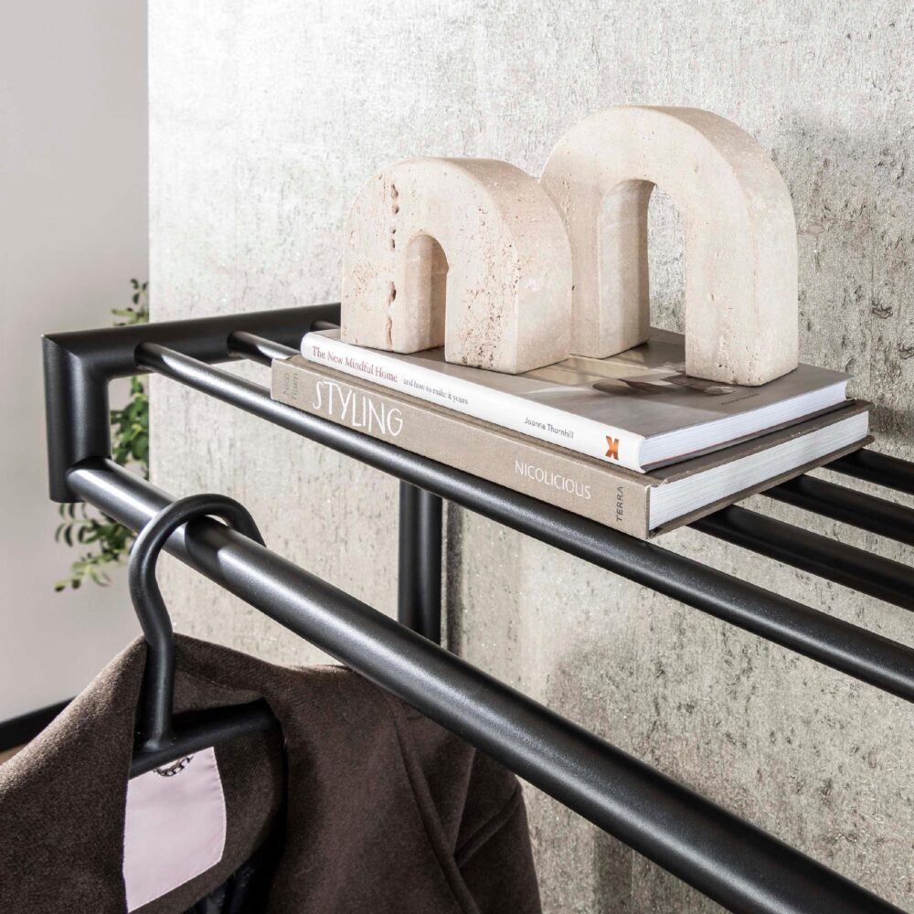 industriële wandkapstok met hoedenplank en roede afbeelding 4