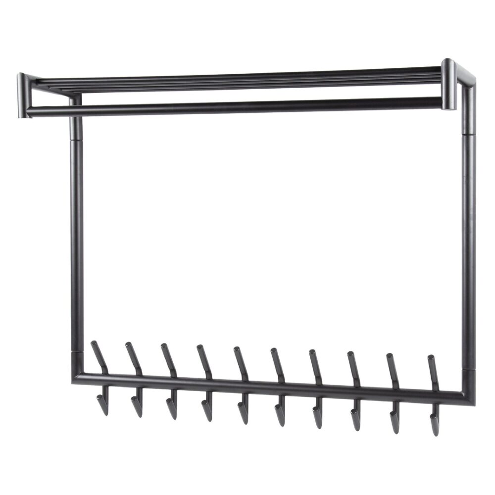 industriële wandkapstok met hoedenplank en roede afbeelding 1