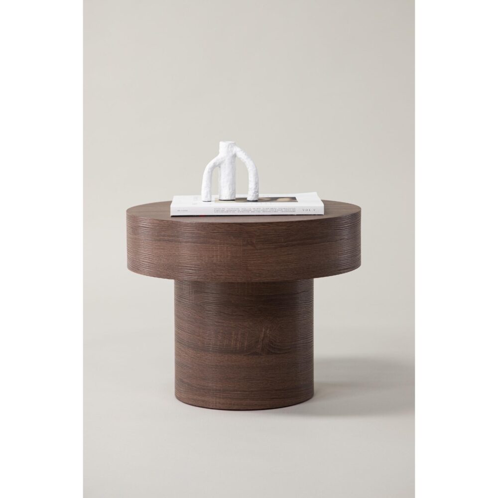 lage ronde bijzettafel Kelna bruin MDF afbeelding 3