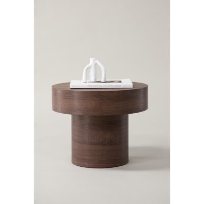 lage ronde bijzettafel Kelna bruin MDF afbeelding 3