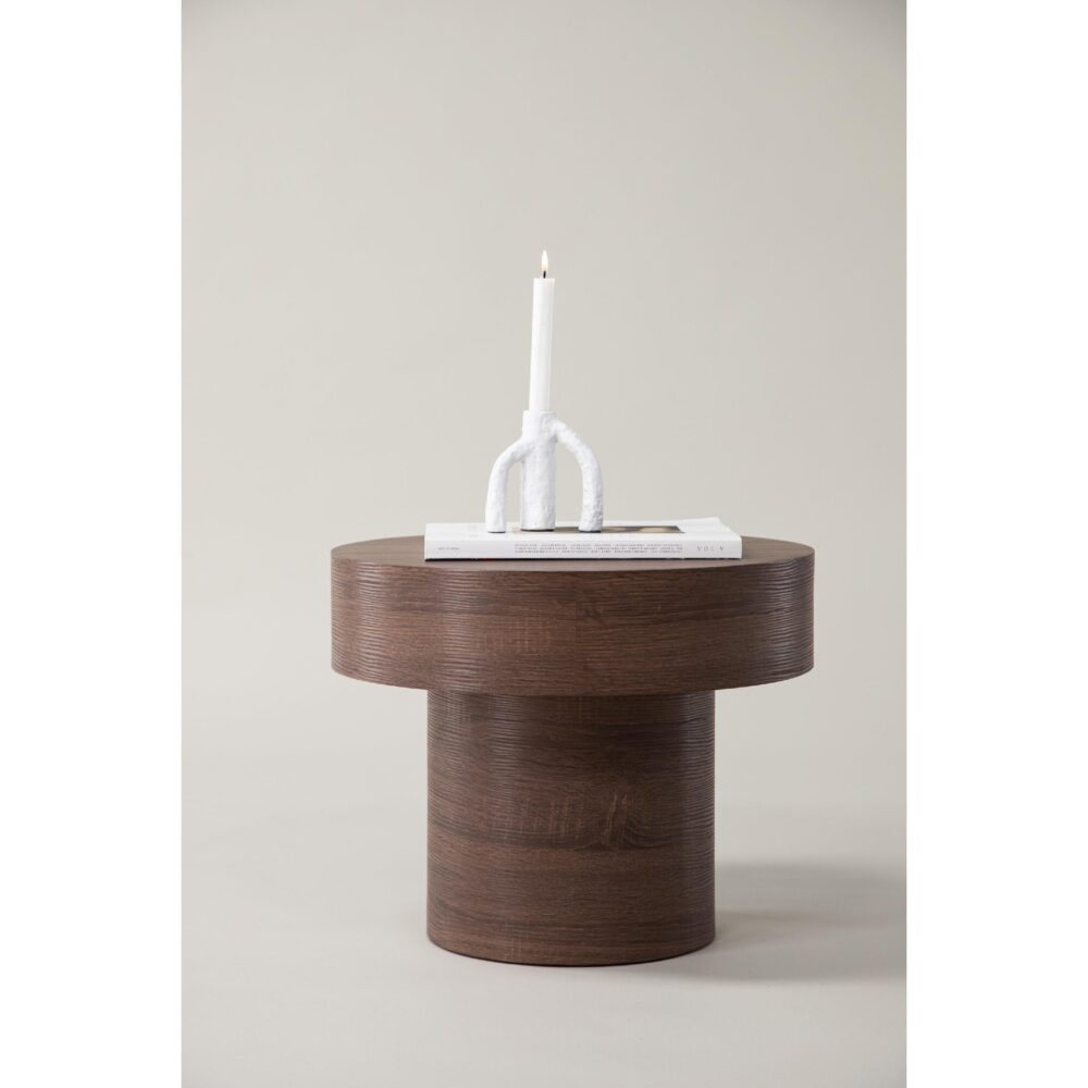 lage ronde bijzettafel Kelna bruin MDF afbeelding 4