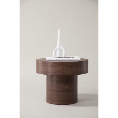 lage ronde bijzettafel Kelna bruin MDF afbeelding 4