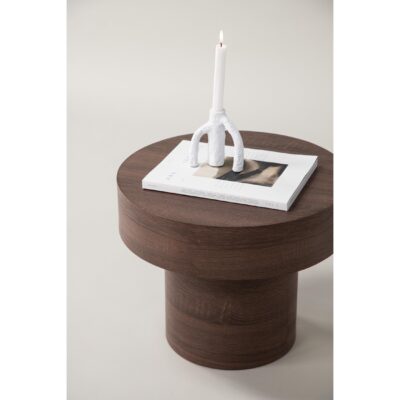 lage ronde bijzettafel Kelna bruin MDF afbeelding 5