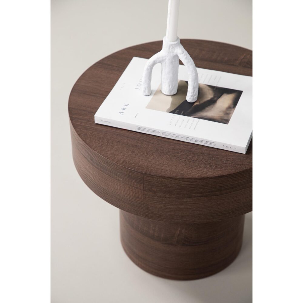 lage ronde bijzettafel Kelna bruin MDF afbeelding 6