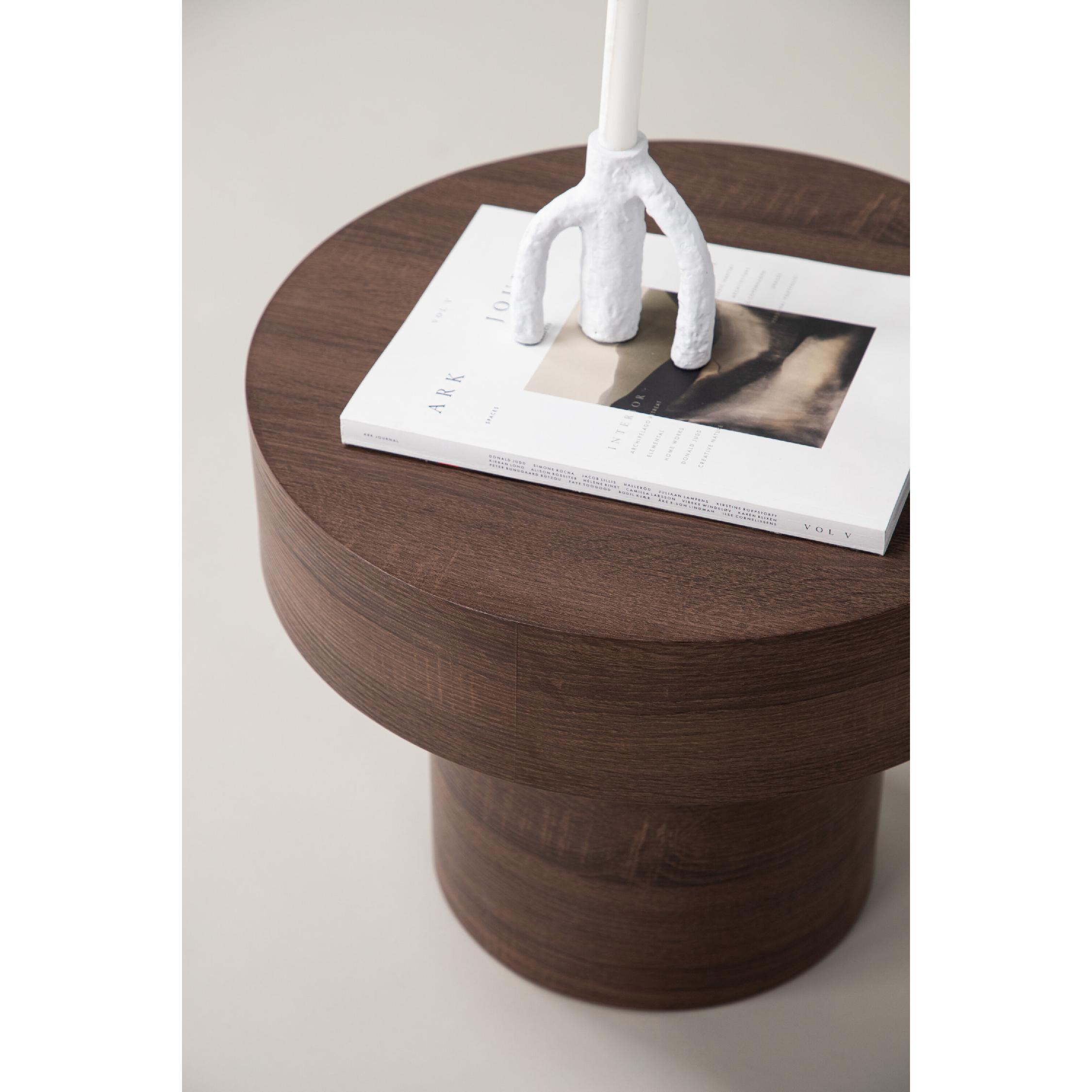 lage ronde bijzettafel Kelna bruin MDF afbeelding 6