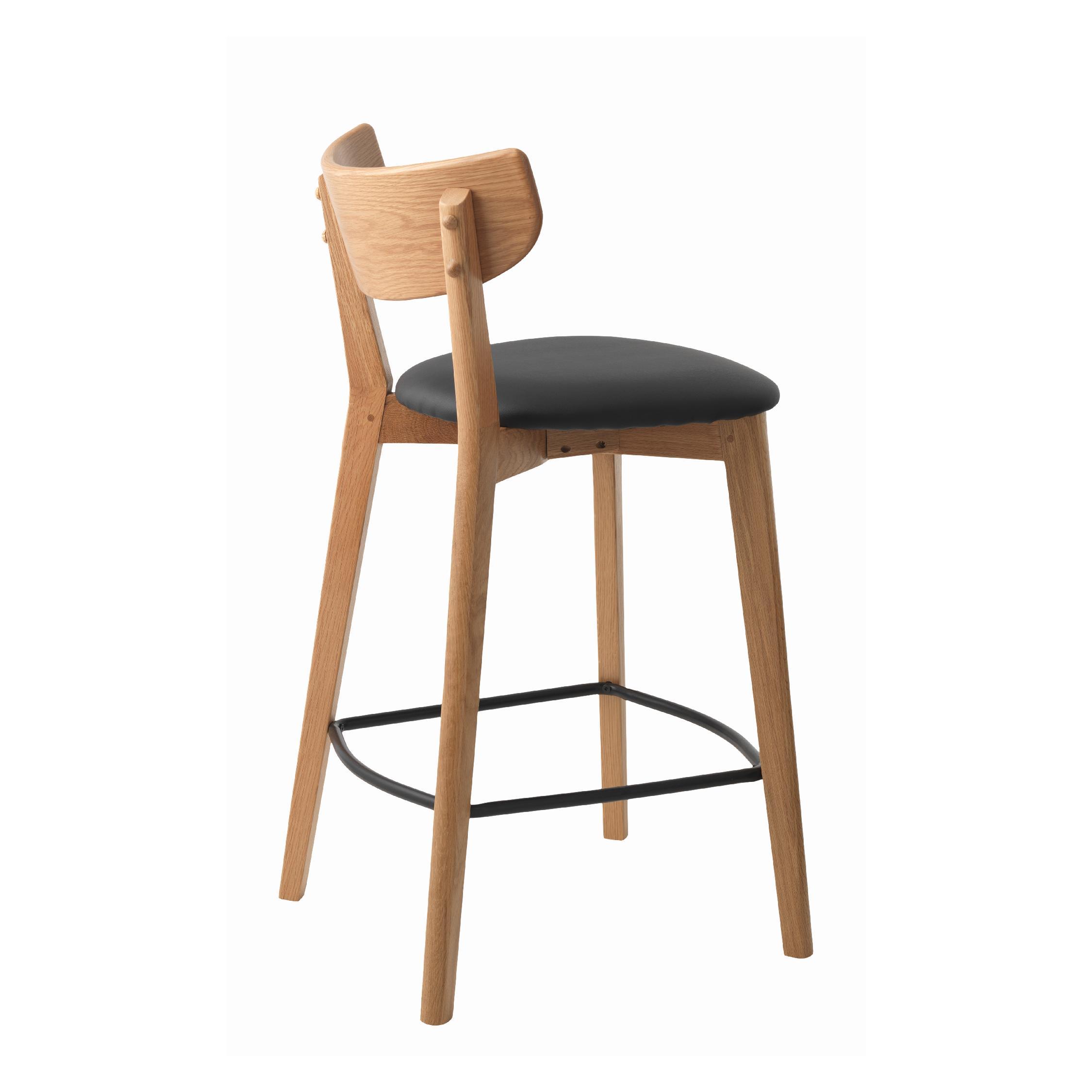 Karo barstoel eikenhout zwart afbeelding 2