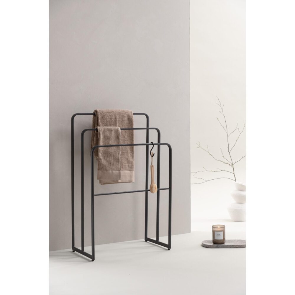 zwart stalen handdoekrek vrijstaand afbeelding 8