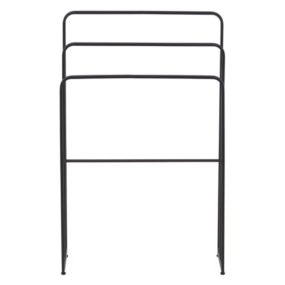 zwart stalen handdoekrek vrijstaand afbeelding 2