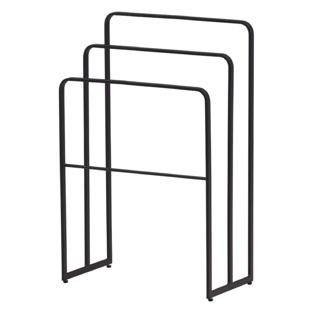 zwart stalen handdoekrek vrijstaand afbeelding 1