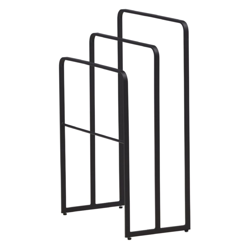 zwart stalen handdoekrek vrijstaand afbeelding 3