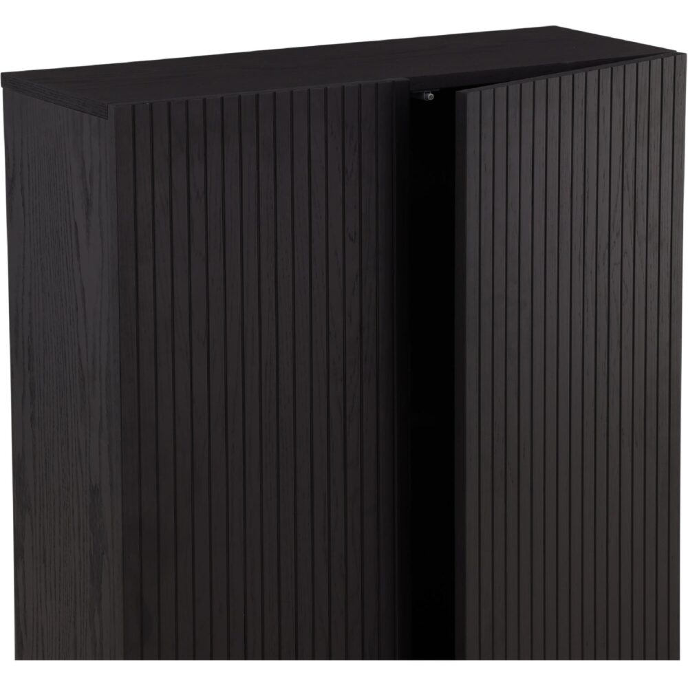 zwarte hoge wandkast met geribbelde deuren afbeelding 8