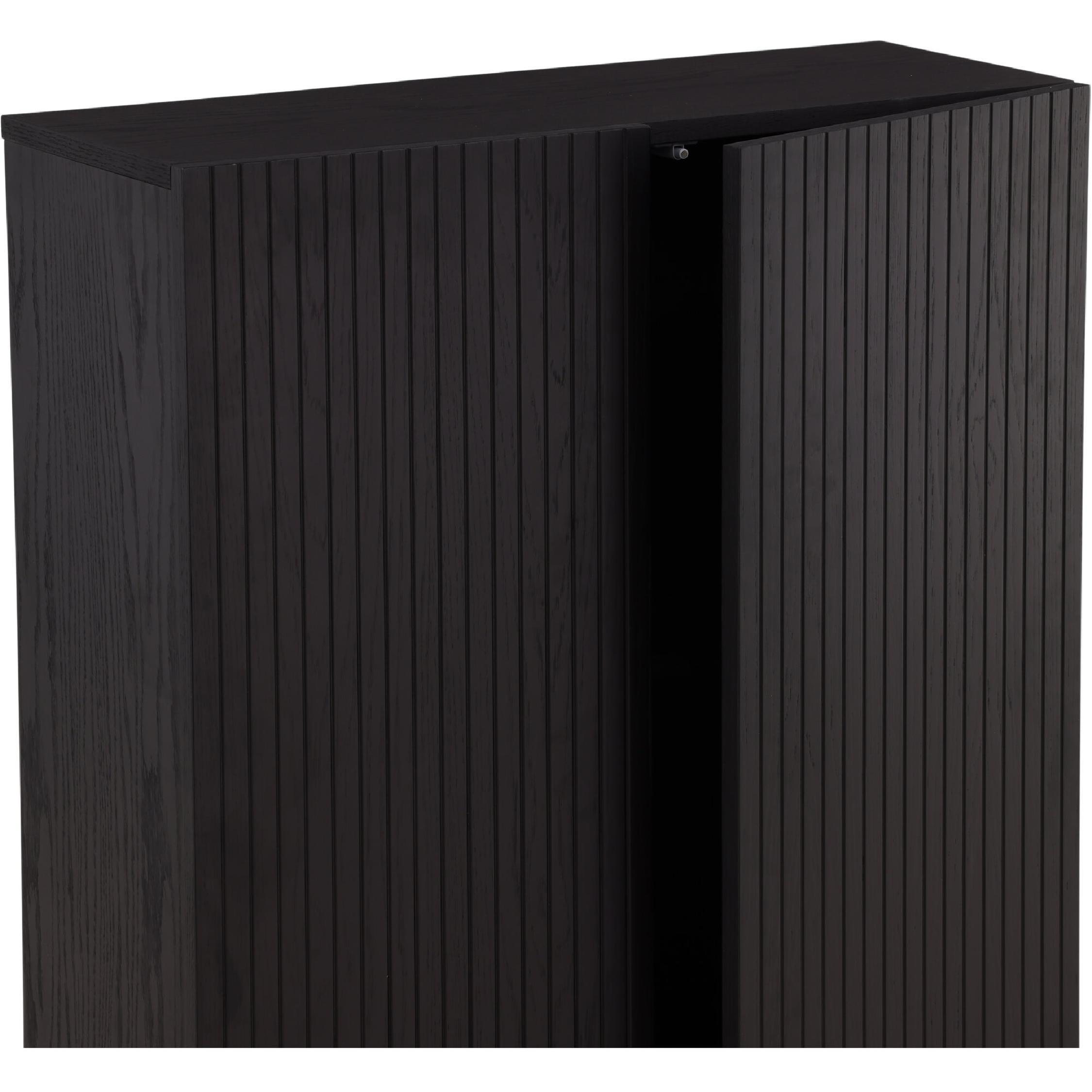 zwarte hoge wandkast met geribbelde deuren afbeelding 8