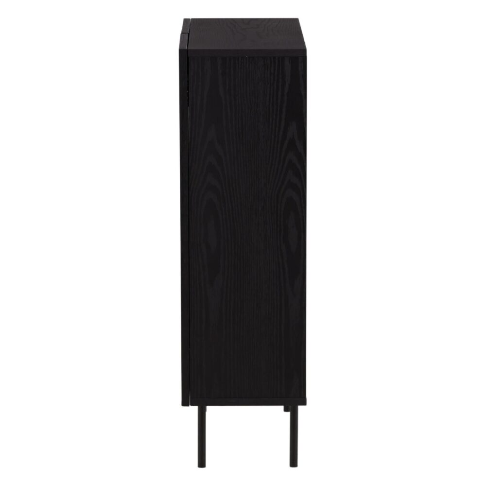 zwarte hoge wandkast met geribbelde deuren afbeelding 4