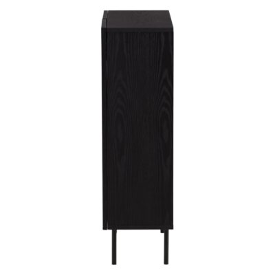 zwarte hoge wandkast met geribbelde deuren afbeelding 4