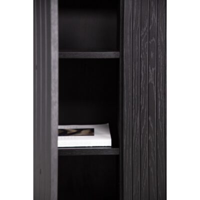 zwarte hoge wandkast met geribbelde deuren afbeelding 11