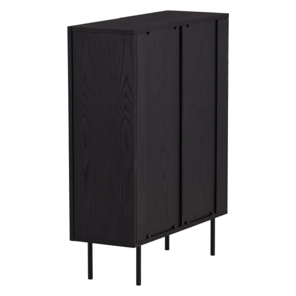 zwarte hoge wandkast met geribbelde deuren afbeelding 5