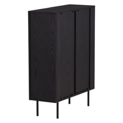 zwarte hoge wandkast met geribbelde deuren afbeelding 5