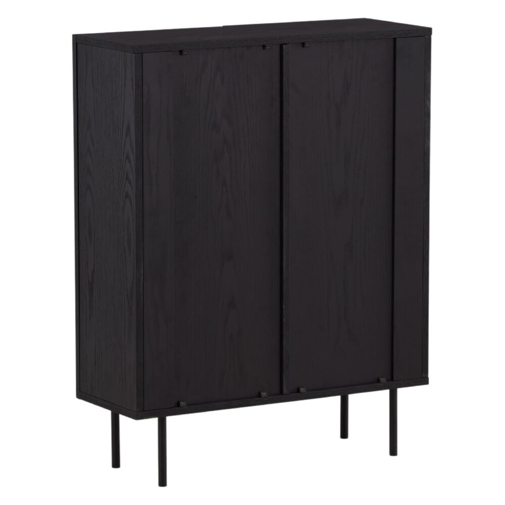 zwarte hoge wandkast met geribbelde deuren afbeelding 6