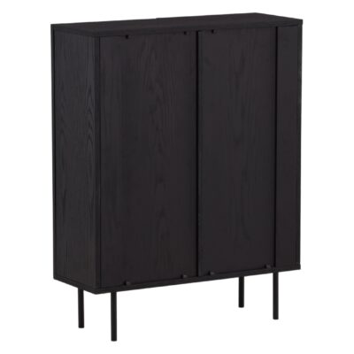 zwarte hoge wandkast met geribbelde deuren afbeelding 6