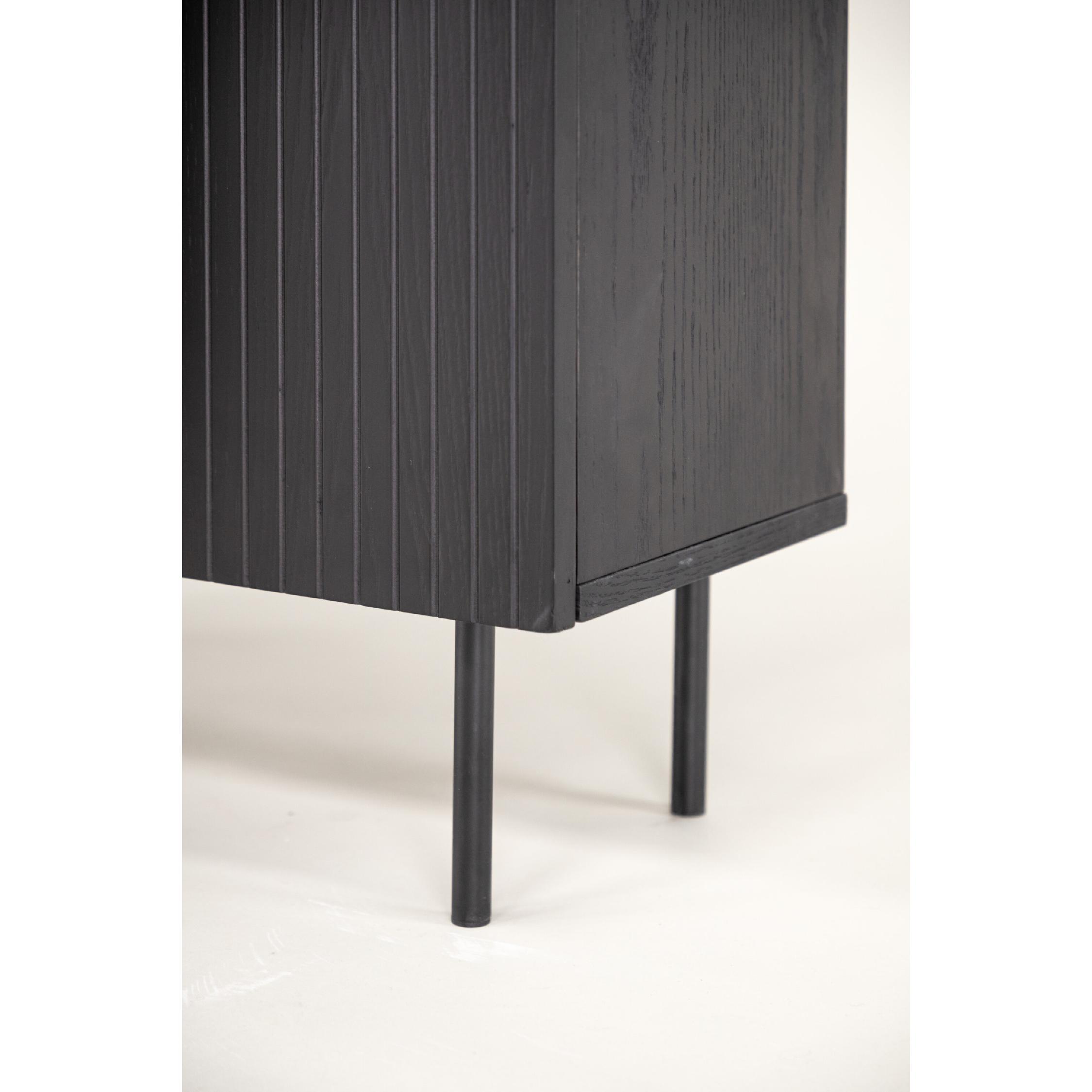 zwarte hoge wandkast met geribbelde deuren afbeelding 12