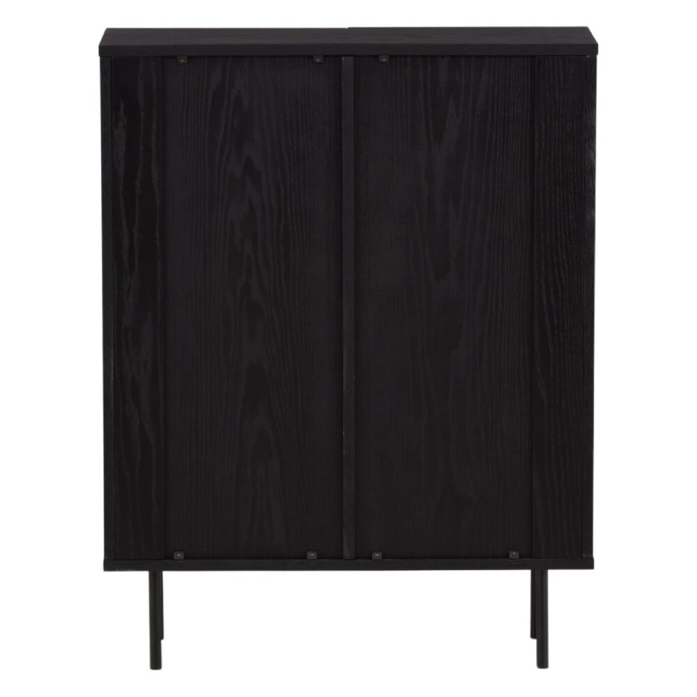 zwarte hoge wandkast met geribbelde deuren afbeelding 7