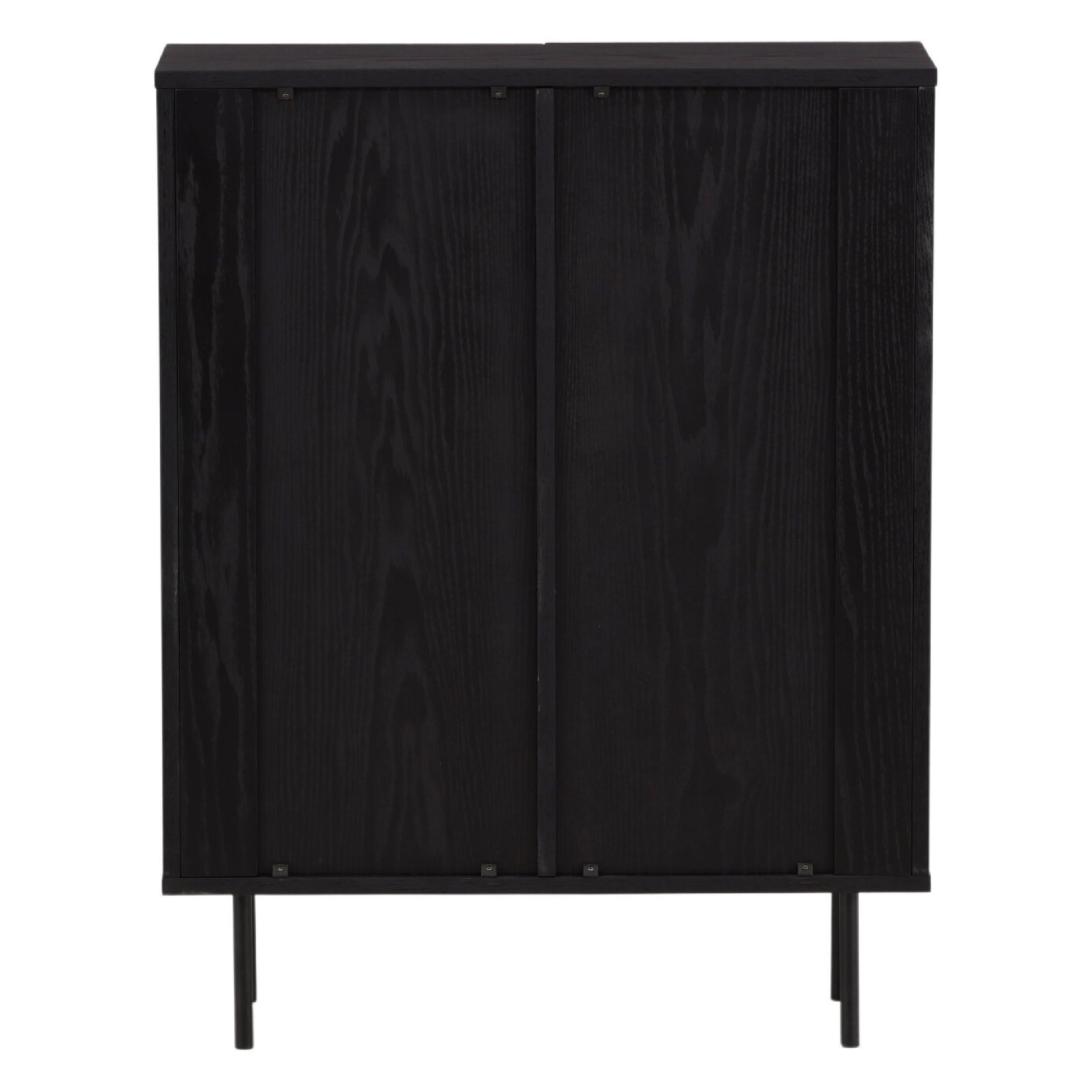zwarte hoge wandkast met geribbelde deuren afbeelding 7