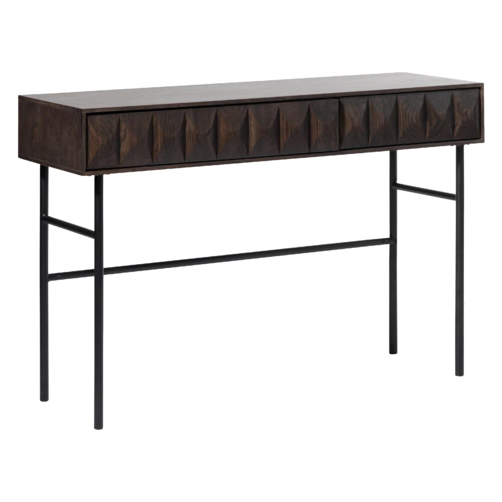 donker eiken sidetable Svenn met lades afbeelding 3