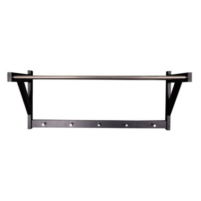 zwarte wandkapstok met hoedenplank afbeelding 2