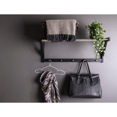 zwarte wandkapstok met hoedenplank afbeelding 5