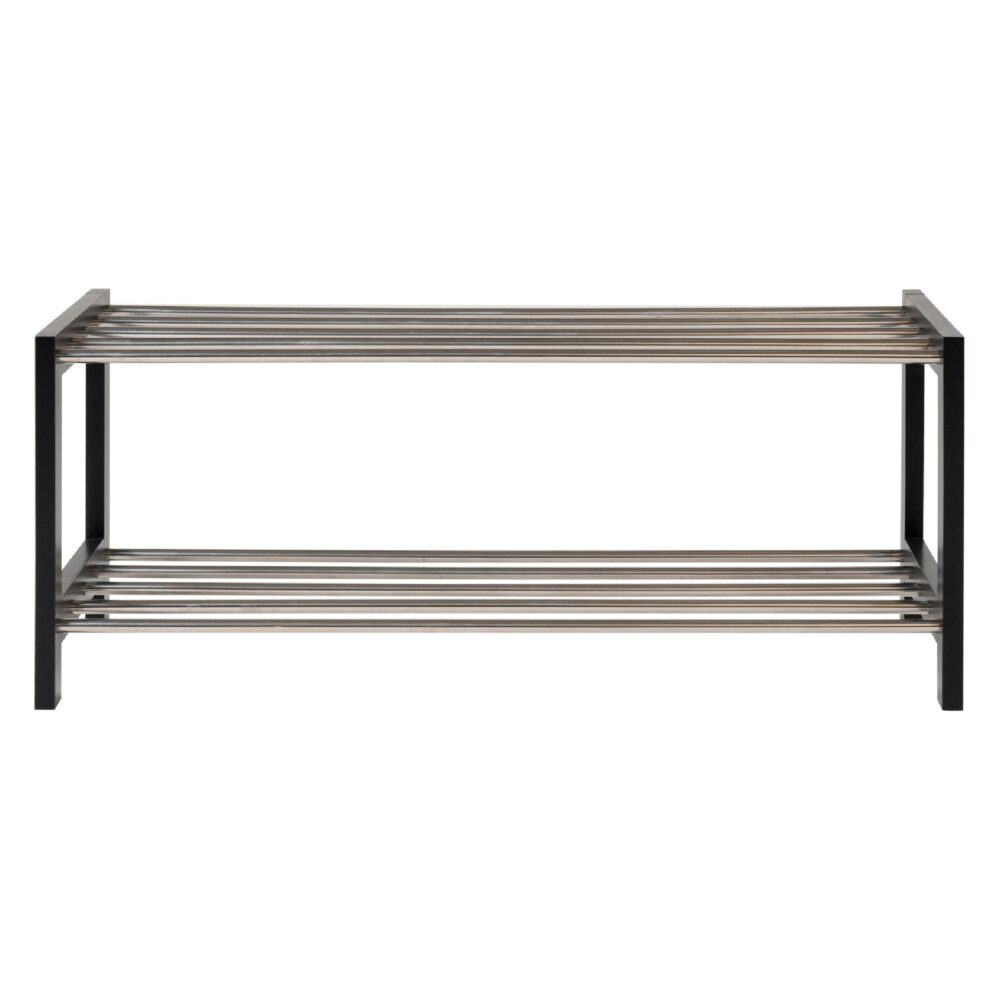 zwart houten schoenenrek 2 lagen afbeelding 2