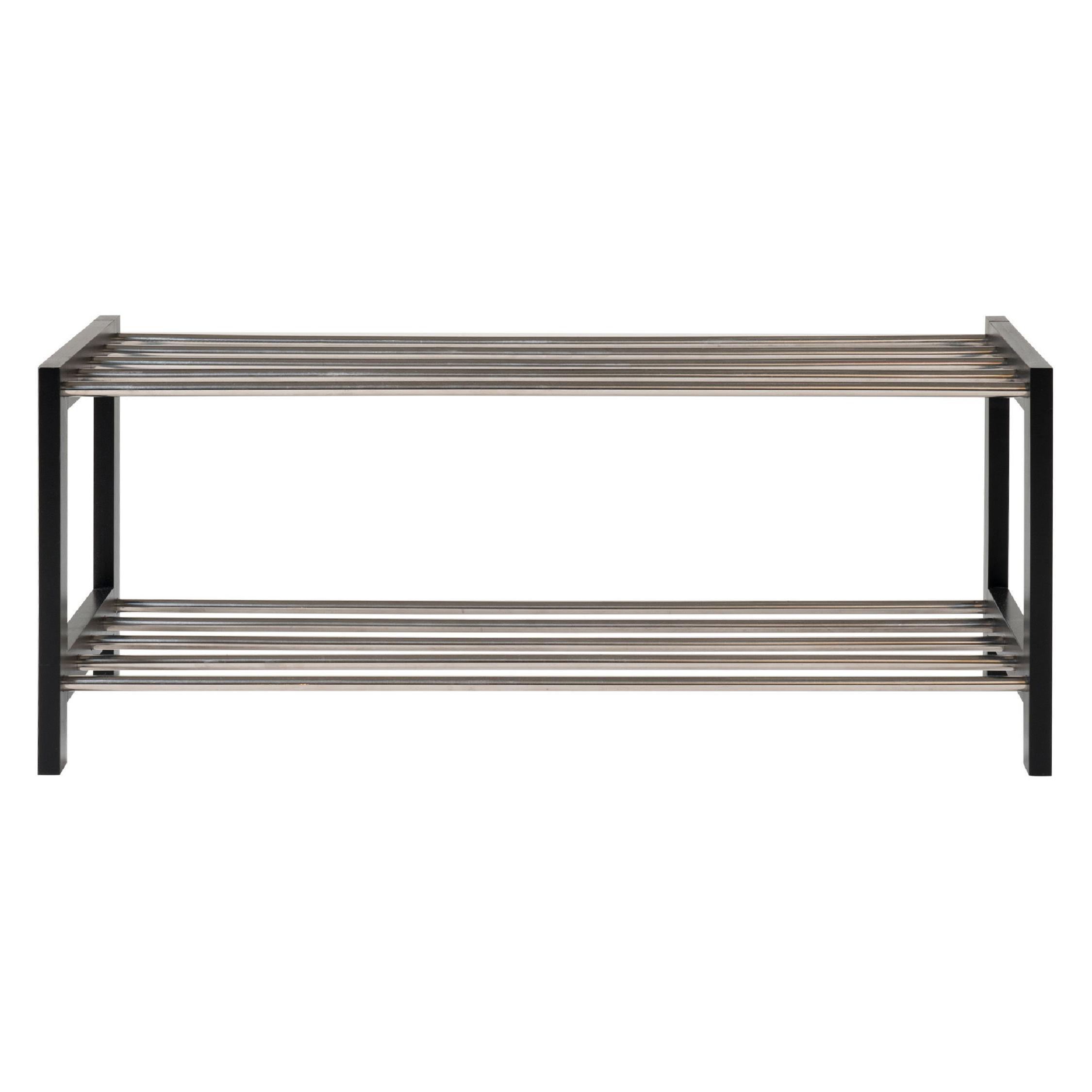 zwart houten schoenenrek 2 lagen afbeelding 2